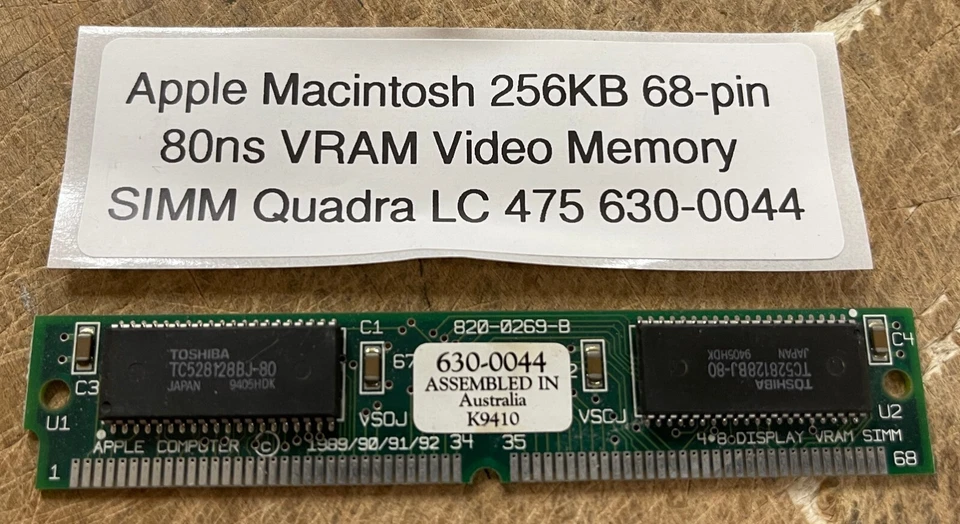 Apple Macintosh Quadra-LC475 256KB 68-pin 80ns VRAM SIMM Module - Image 1 of 1