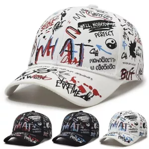Unisex Letter Graffiti Baseball Cap Men Women Hip Hop Snapback Casual Sun Hat - Picture 1 of 17
