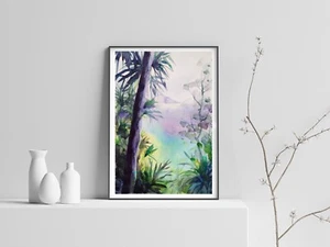 Original Watercolor Painting Island Painting Jungle Painting - Picture 1 of 3