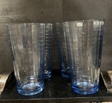 Clear Blue Window Pane Drinking Glasses Set of 4 Tumblers 12 oz