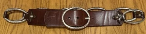 Vintage Womens Brighton Brown Leather & Etched Metal Wide Hippy Waist Belt Sz 36 - Picture 1 of 13