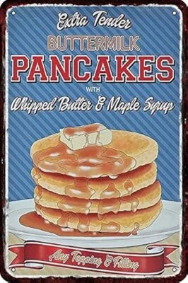 Letrero de lata de metal vintage de comida rápida para panqueques decoración de pared arte retro letrero de lata Lo Foto 1 de 4