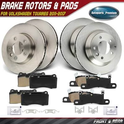 12x Rotores de disco laterales delanteros y traseros y pastillas de freno para Volkswagen Touareg 2011-2017 Foto 1 de 4