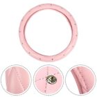 Trendy Pink Car Steering Wheel Cover 15 Inch Pu Leather With Rhinestones