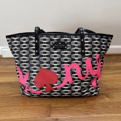 Bolso de Mano Kate Spade Signature Spade BlackCream - Nueva York Estampado Grande Foto 1 de 4