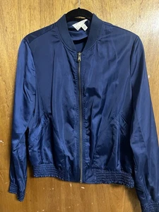 Silence + Noise Bomber Jacket Ruffled Edges Little Satin Finish Lightweight L - Picture 1 of 3