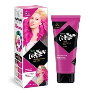 Nisha Cosglam Semi Permanent Hair Color, 12 Hot Pink Shade 120gm - Picture 1 of 8