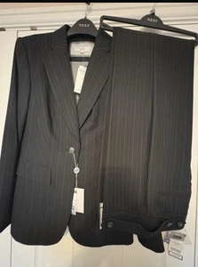 Next Black Ladies Trouser Suit Jacket Size 12, Trousers Size 12L RRP 105 NWT - Picture 1 of 8