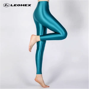 Women's Nylon Leggings Stockings Satin Glossy Opaque Sport Shiny Stretch Pants - Picture 1 of 24