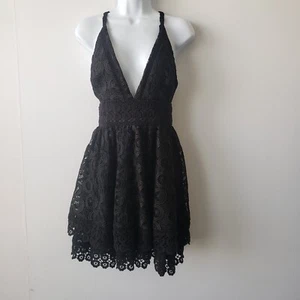 Lovers + Friends womens Moon Dance Black Lace Dress size S dark romantic - Picture 1 of 6
