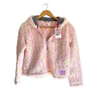 NWT Justice Girls Sherpa Pull-over Size 12 Yellow Pink Purple Neon Soft Hooded