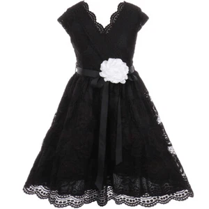 BLACK Recital Formal Birthday Wedding Party Bridesmaid Flower Girl Dress - Picture 1 of 4