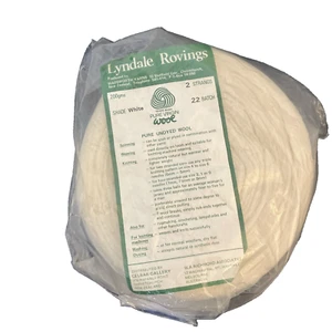 Lyndale Rovings White Pure virgin Wool Roving 2 Strands 200 Grams 7 Ozs - Picture 1 of 3