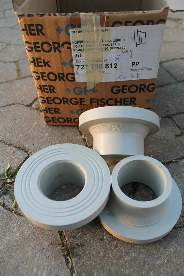 Georg Fischer +GF+ spez. Vorschweissbund gerillt D75 PP-H S5/SDR11 NEU! 3-Pack
