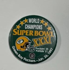GREEN BAY PACKERS SUPER BOWL XXXI CHAMPS NFL FOOTBALL VINTAGE pinback/button/new - Picture 1 of 2