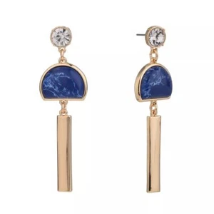 Laundry by Shelli Segal Gold Sodalite CZ Linear Earrings MSRP $45 LN8 - Picture 1 of 2