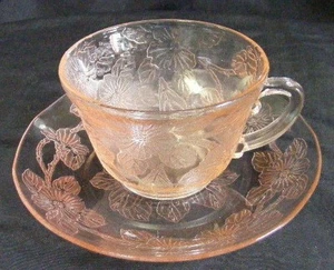 Copa y platillo MacBeth Evans EE. UU. rosa cornejo era de la depresión - taza gruesa - Imagen 1 de 1