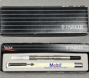 Vtg 1994 Parker Vector Rollerball Pen - Mobil Gas Advertising - Unused w Box NoS - Picture 1 of 20