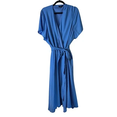 Alfani Wrap Dress Midi Tie Waist Career Casual Blue Plus Size 26W - Image 1 of 4