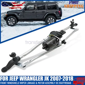1Set Front Windshield Wiper Linkage & Motor Assembly For Jeep Wrangler JK 07-18 - Picture 1 of 11
