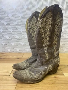 Corral Westernstiefel. Braunes Leder. Damen 9,5. Stickdetails. Absatz. - Bild 1 von 19