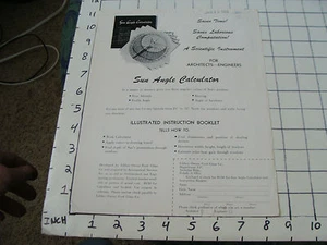 vintage Paper Ephemera: 1953 SUN ANGLE CALCULATOR paper - Picture 1 of 1