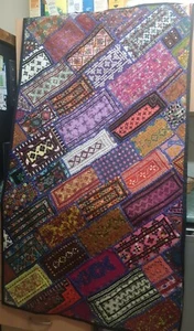 Handstitched Embroidered Patchwork Style Wall Hanging Tapestry (177cm x 102cm) - Picture 1 of 5