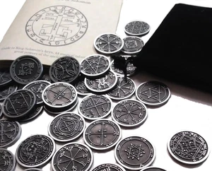 King Solomon'S 44 Pentacle Metal Coin Talismans Set All the Planetary Seals - Picture 1 of 12