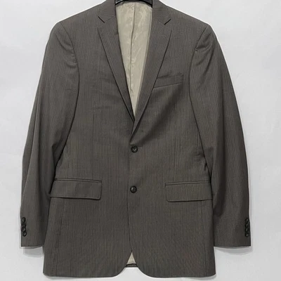 Murano Collezione Blazer Sport пальто куртка Lt коричневый 2 пуговицы полоски шерсти 40L - Изображение 1 из 4