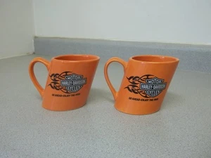 Harley Davidson Slanted Orange Kaffeebecher 2007 2er Set - Bild 1 von 6
