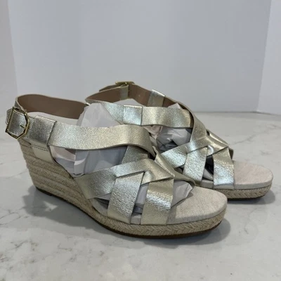 Sandalias informales Cole Haan nuevas sin caja alpargata de cristal cuña talla 5,5 plateadas Grand 360 Foto 1 de 4