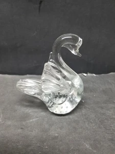ART GLASS HAND MADE CONTROL BUBBLE SWAN FIGURINE PAPERWEIGHT 3 7/8" - Picture 1 of 5