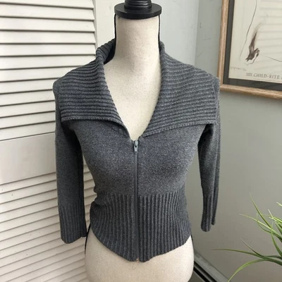 Vintage XOXO Sweater Juniors Medium Gray Cropped Fitted Retro Y2K Fall Grunge - Image 1 of 4