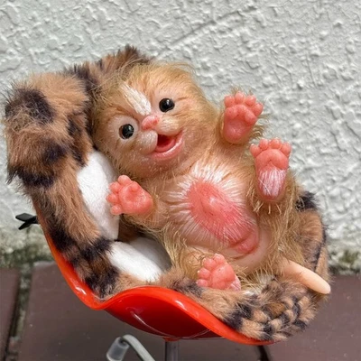 6Inch Mini Silicone Cat Doll With Fur Handmade Painted Soft Touch Cute Bebe - Image 1 of 4