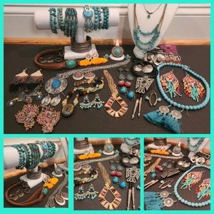 Southwest & Western Mixed Estate Jewelry Lot Vintage To New Turquoise Bracelets - Picture 1 of 10