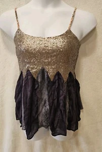BKE Buckle Sequin Lace Silk Tank Top Womens Size Small Shirt Hippie - Picture 1 of 14