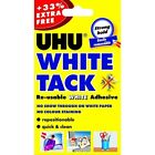 UHU White Tack Strong Reusable Sticky Adhesive, Sticking Notes, 33% Extra, New