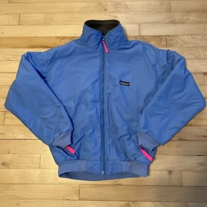 Vintage 80’s Patagonia Bomber Jacket 8 Kid’s Fleece Lined Zip Made In USA Blue - Picture 1 of 10