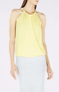 NEW BCBG MAX AZRIA CANARY CRISTINE WRAP-FRONT HALTER TOP WQR1U345/S362A SZ L - Bild 1 von 3