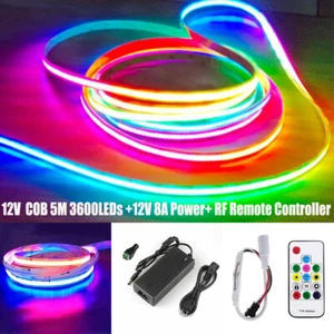 12V WS2811 RGB COB 5M 3600 LEDs Strip + 12V 8A Power Supply+RF Remote Controller - Picture 1 of 18