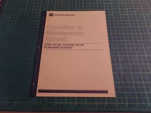 GENUINE BARBER GREEN BG0111, SV80 SCREED OPERATION & MAINTENANCE MANUAL, BG0111 - Picture 1 of 5
