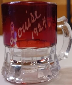 Vintage Ruby Flash Stained Red Pressed Glass Small Shot Glass, Louise 1924 - Picture 1 of 3