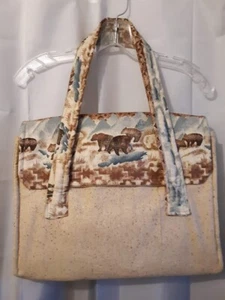 New Soft sided Laptop Messenger Shoulder Bag Western Bear Woodland animal Tote - Picture 1 of 7