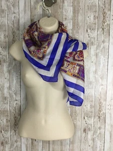 VTG Hand Rolled Edges 100% Pure Silk 35x34" paisley print Scarf Artsy - Picture 1 of 6