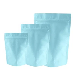 Bolsa de pie de papel de aluminio de alta resistencia azul mate 50/100 bolsas resellables para alimentos - Imagen 1 de 6