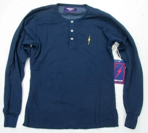 Lightning Bolt Dufold Thermal Henley Dress Blue Made In USA Surf Lightning Bolt - Picture 1 of 7