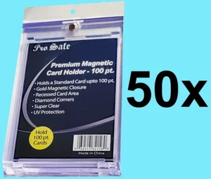 50 PRO SAFE PREMIUM 100pt MAGNETICS UV Thick Trading Card Ultra Storage Case - Picture 1 of 4