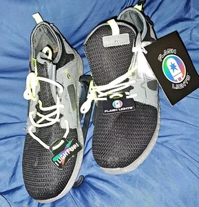 FLASH LIGHTS Tennis Shoes Boys 6 RECHARGEABLE  Lights 3 Colors Shoe Black/ Gray  - Picture 1 of 6