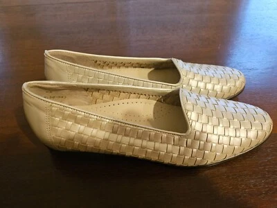Мокасины Trotters «Liz» бежевые корзиночное плетение кожа без застежек размер 8 новые без коробки - Изображение 1 из 4