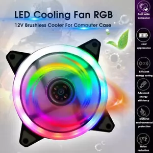 120mm White LED Cooling Fan 12V 4Pin to 3Pin RGB Computer Case PC CPU - Picture 1 of 6